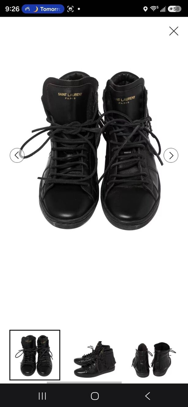Saint Laurent Leather Fringe Hightop Sneakers